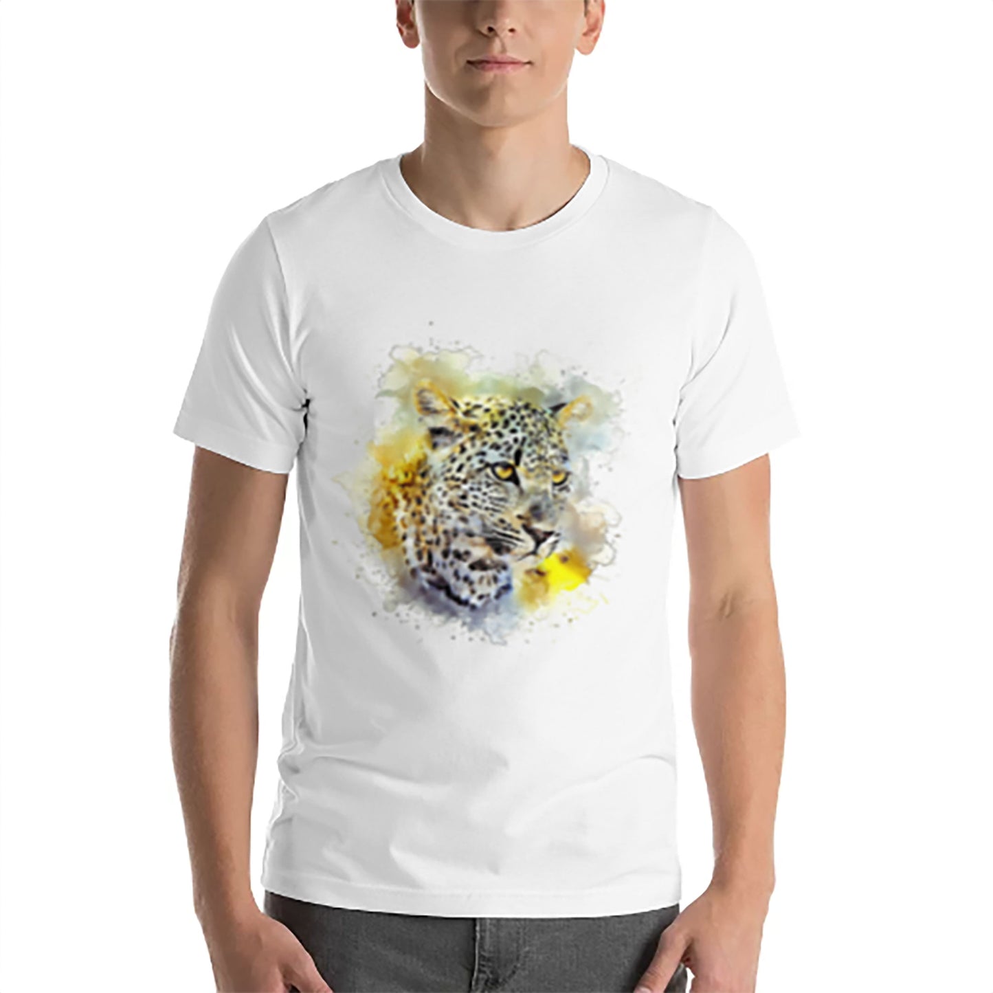 Women and Men's (Unisex) T-Shirt Printed with a Leopard