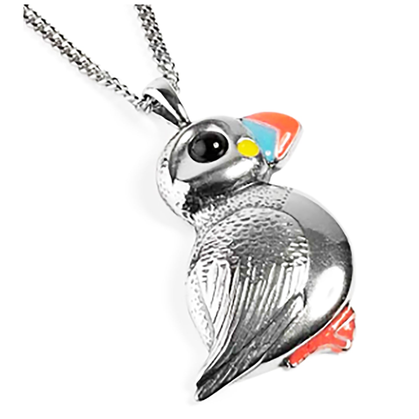 Puffin Necklace in Sterling Silver and Amber