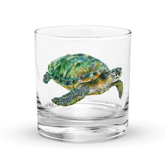sea turtle image on a whiskey tumbler
