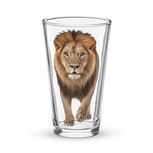 african lion design on a shaker pint glass