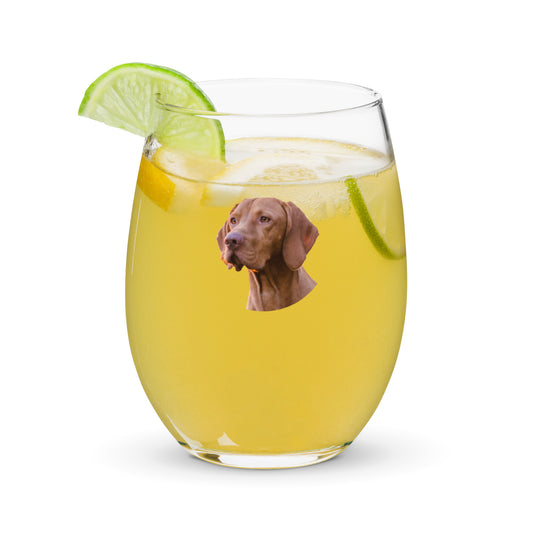Stemless Wine Glass Printed with Portrait of a Hungarian Vizsla Dog