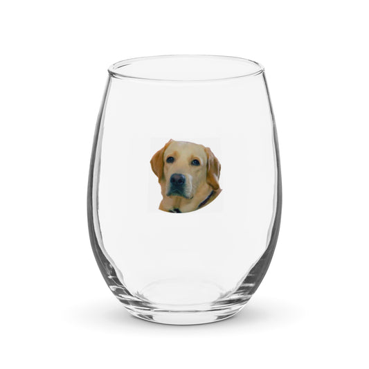 Stemless Wine Glass Printed with Portrait of a  Labrador
