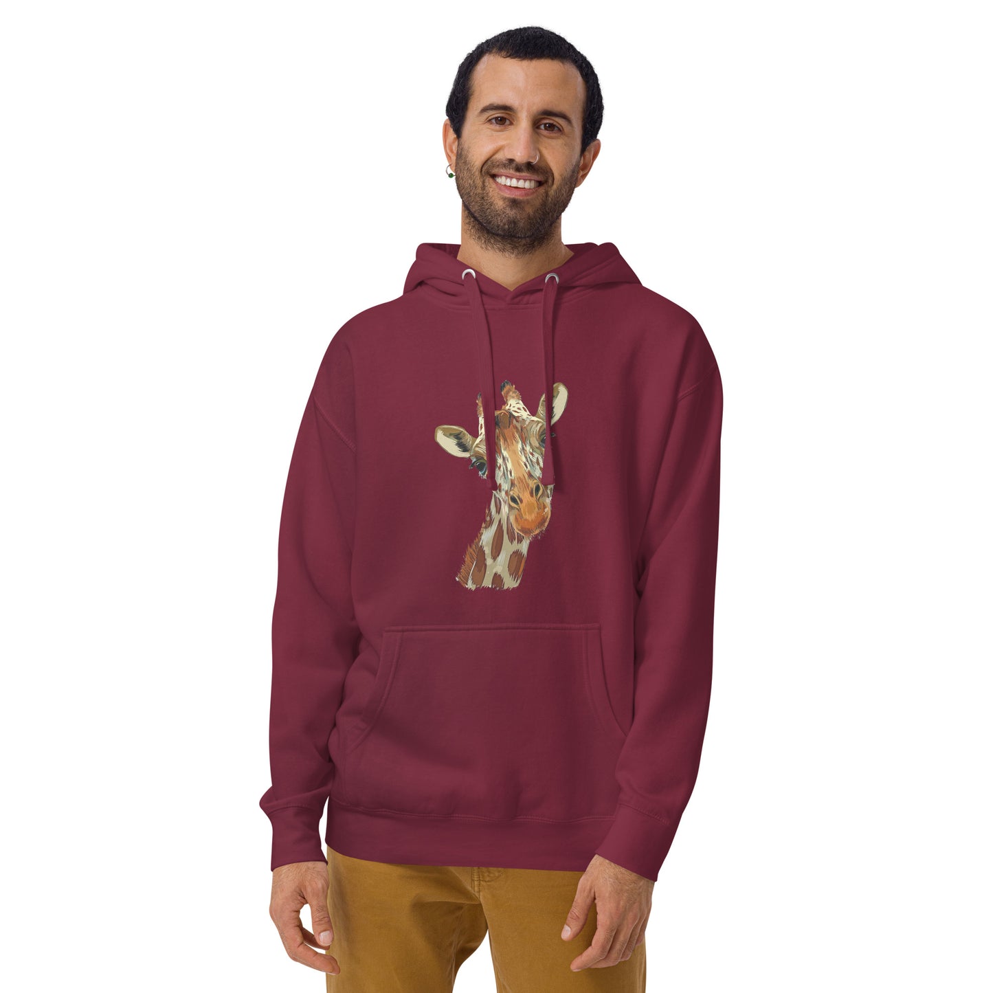 Men and womens Hoodie printed with a giraffe