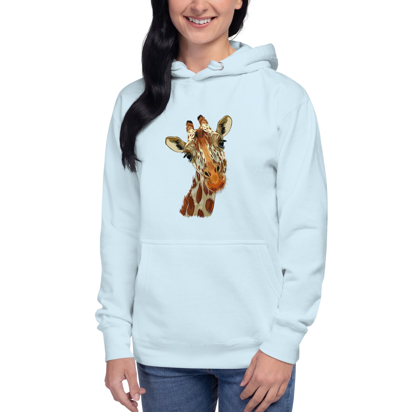 Women and Men's (Unisex) Hoodie printed with a Giraffe