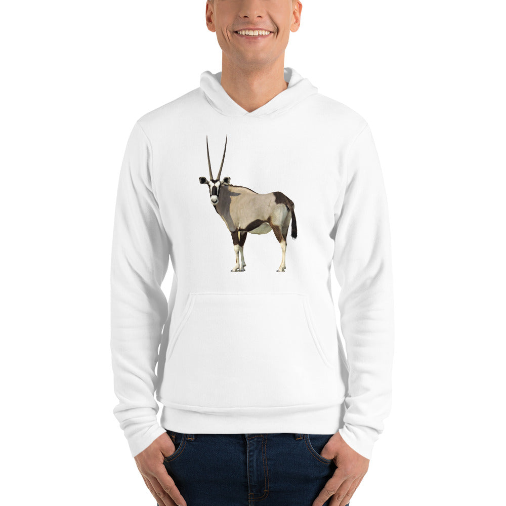 Men and womens  hoodie  printed with an oryx