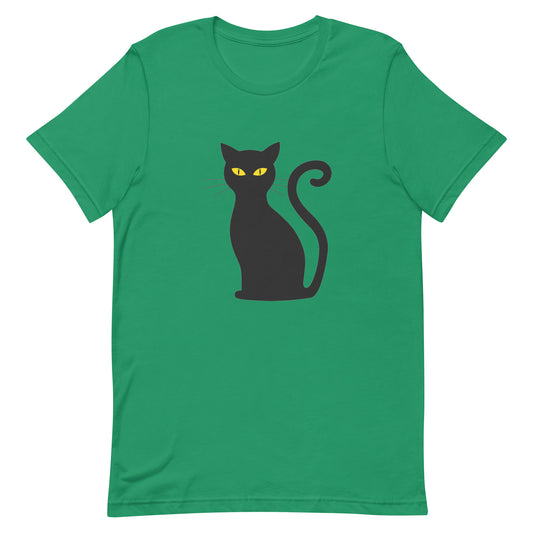 Women and Mens (Unisex) T-Shirt Printed with A Black Cat