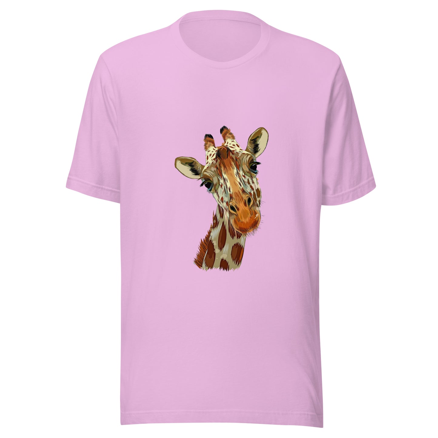 Unisex T-Shirt printed with a Quizzical Giraffe