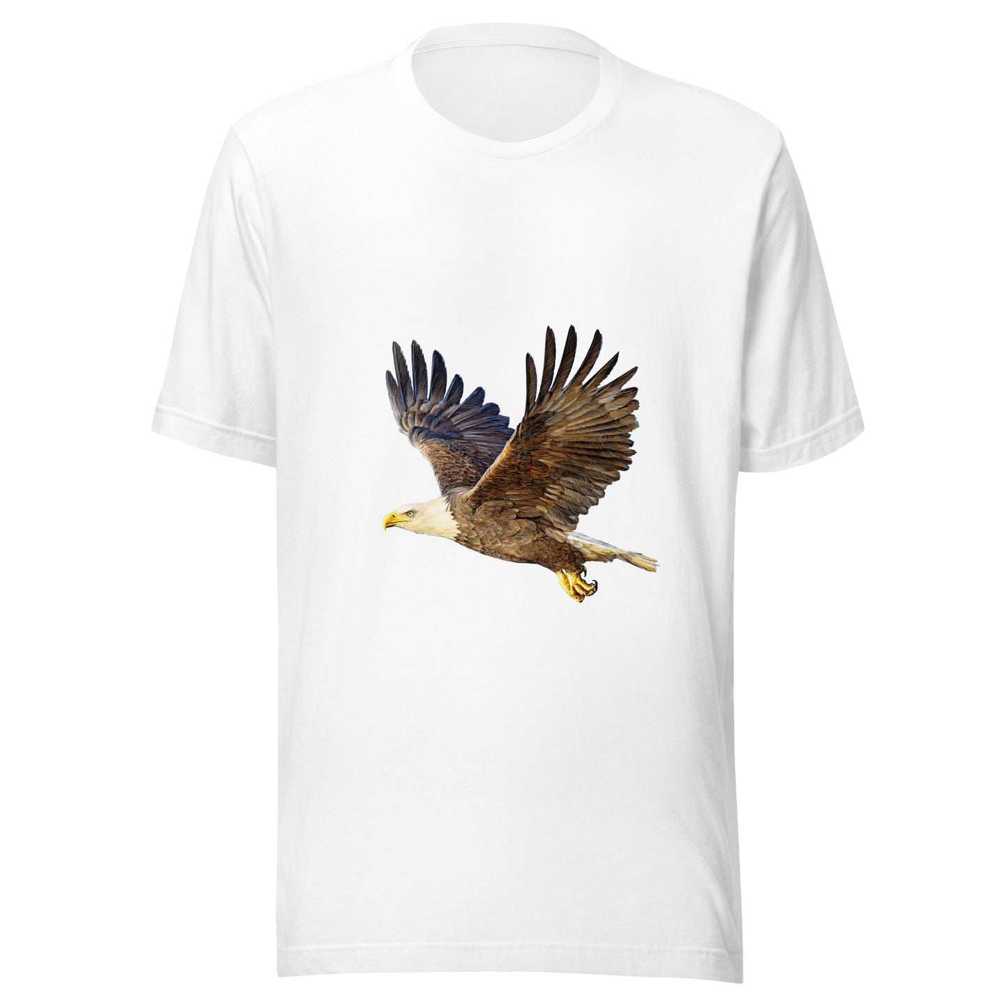 Women and Men's (Unisex) T-Shirt Printed with a Bald Eagle in Flight