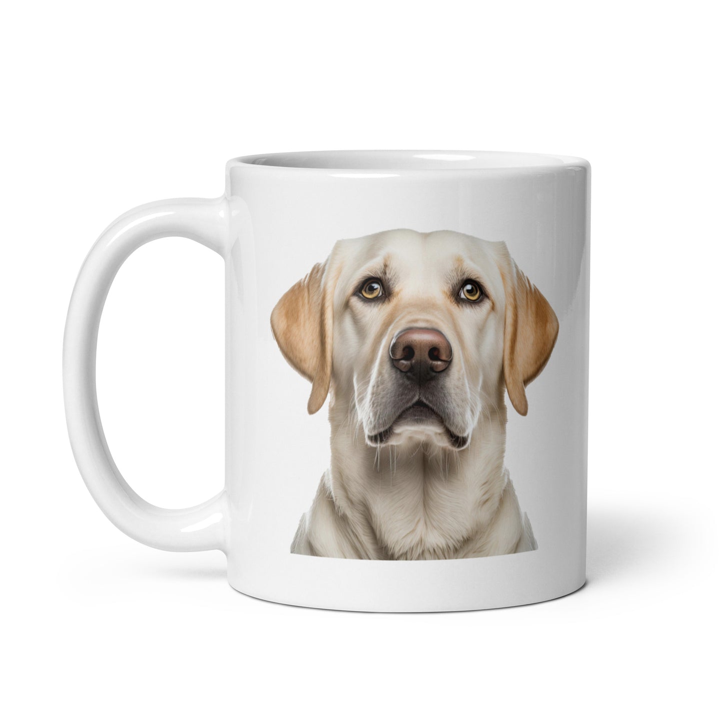 White Glossy Mug printed with a Labrador