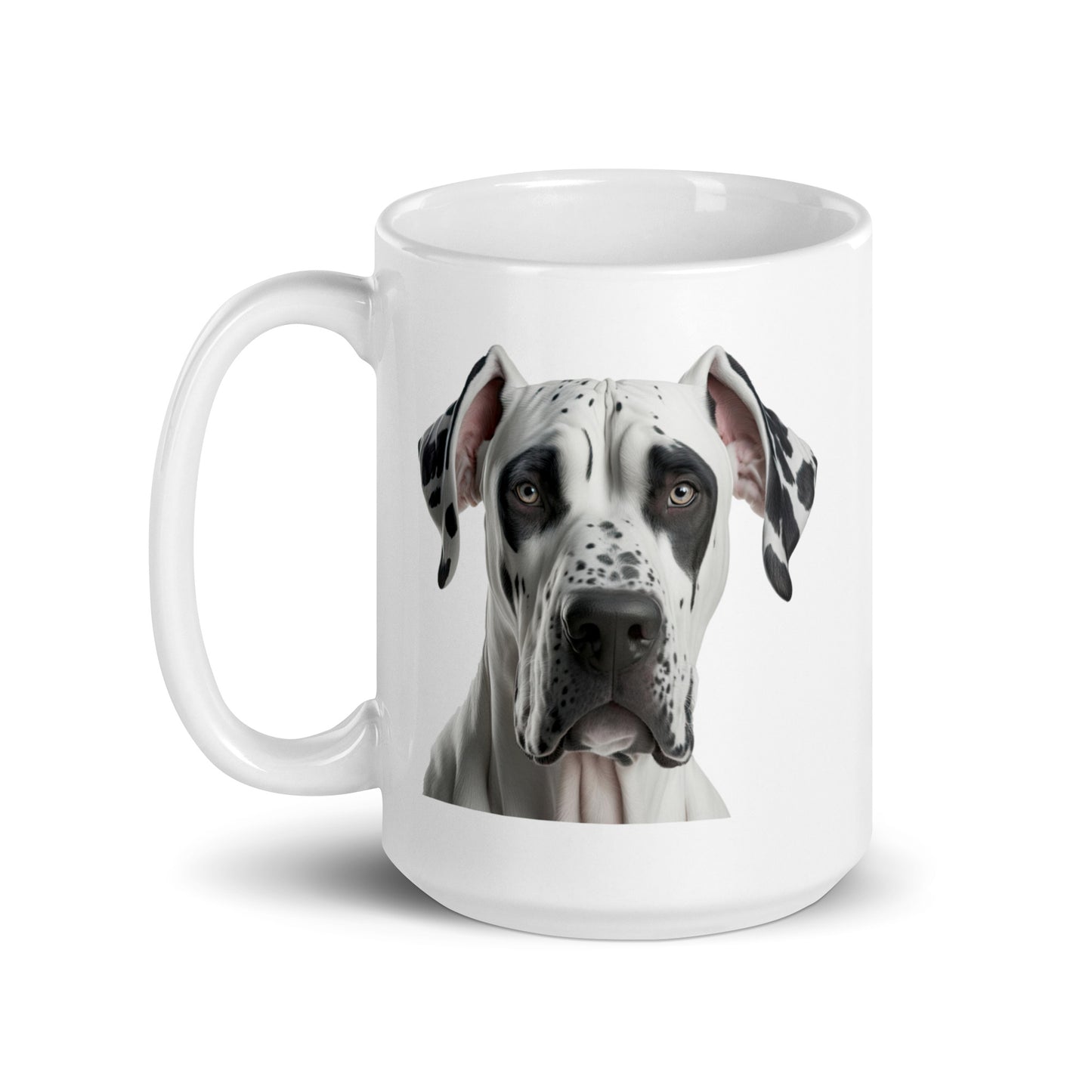 White Glossy Mug printed with a magnificent Great Dane
