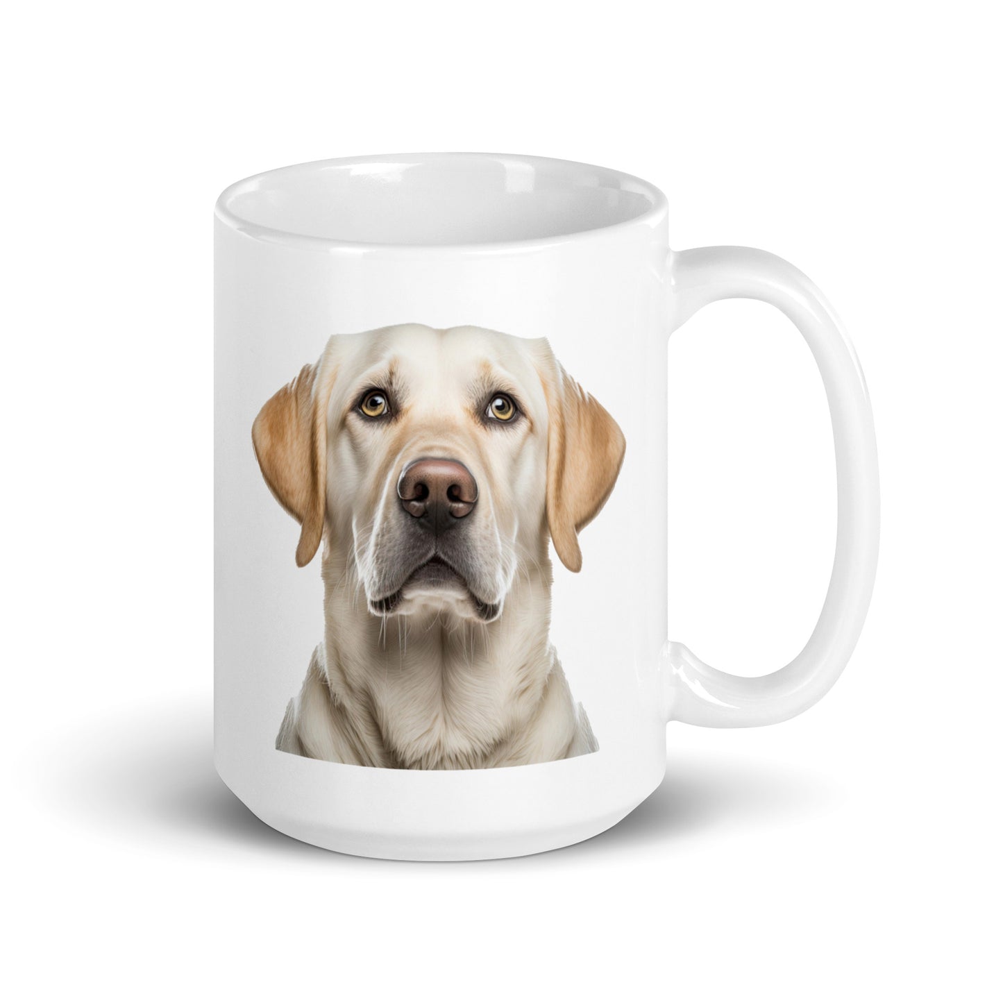 White Glossy Mug printed with a Labrador