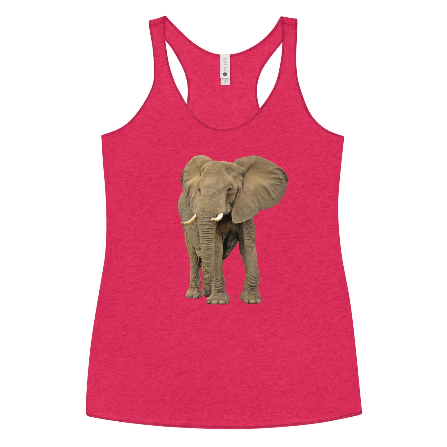 Womens Racerback Tank Top Printed with an African Bull Elephant.