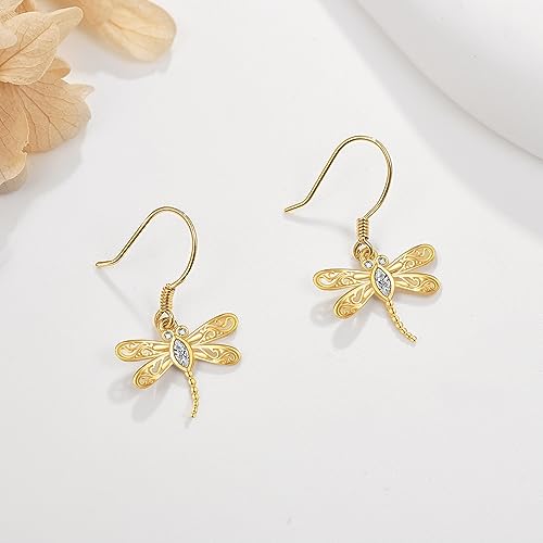 Gold Dragonfly Moissanite Earrings