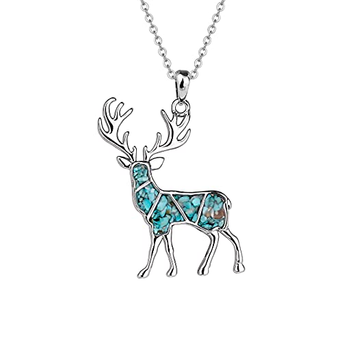 Gemstone Animal Necklace featuring an Elk