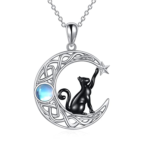 Moon Cat Necklace for Women