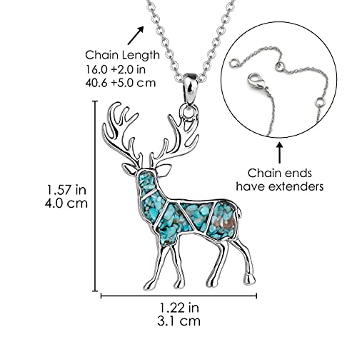 Gemstone Animal Necklace featuring an Elk
