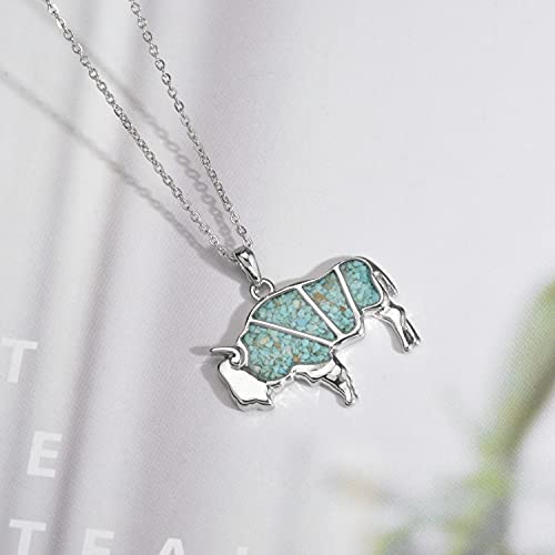 Gemstone Animal Necklace featuring a bison