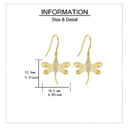 Gold Dragonfly Moissanite Earrings