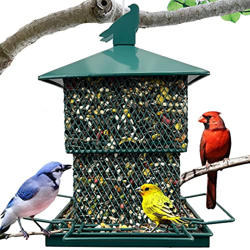 Meleave Bird Feeders for Outdoors, 6.5lb Large Capacity, Heavy Duty Metal Bird Feeder, Supports Cardinal, Finch, Blue Jay and Wild Birds