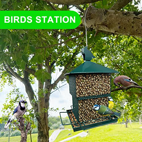 Meleave Bird Feeders for Outdoors, 6.5lb Large Capacity, Heavy Duty Metal Bird Feeder, Supports Cardinal, Finch, Blue Jay and Wild Birds